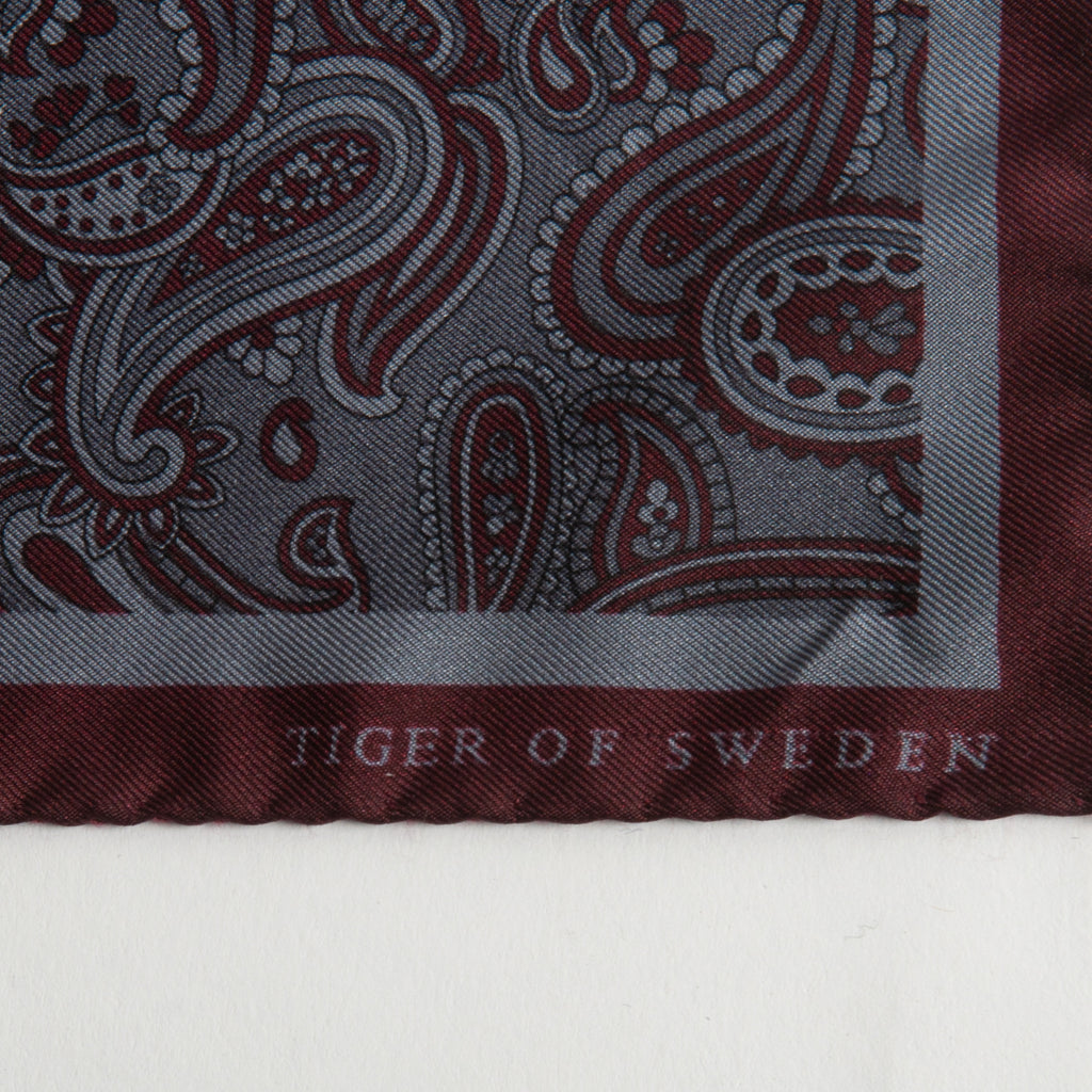 Tiger of Sweden Merlot Paisley Pocket Square