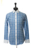 Grosvenor Blue Windowpane Check Fitted Body Shirt