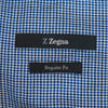 ZZegna Blue and White Houndstooth Regular Fit Shirt