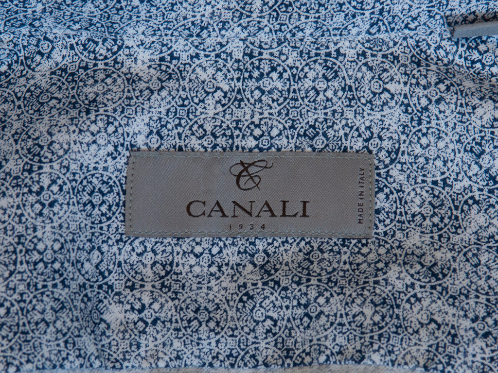 Canali Navy Blue Geometric Print Dress Shirt