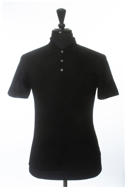 Canali Black Cotton Polo Shirt