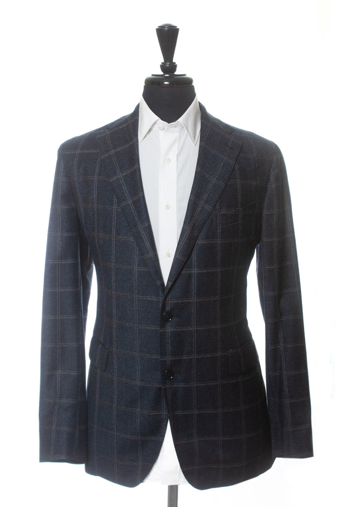 Tagliatore Slate Blue Check Flannel Slim Fit Suit
