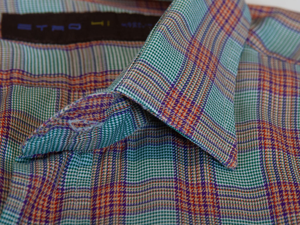 Etro Green Check Dress Shirt