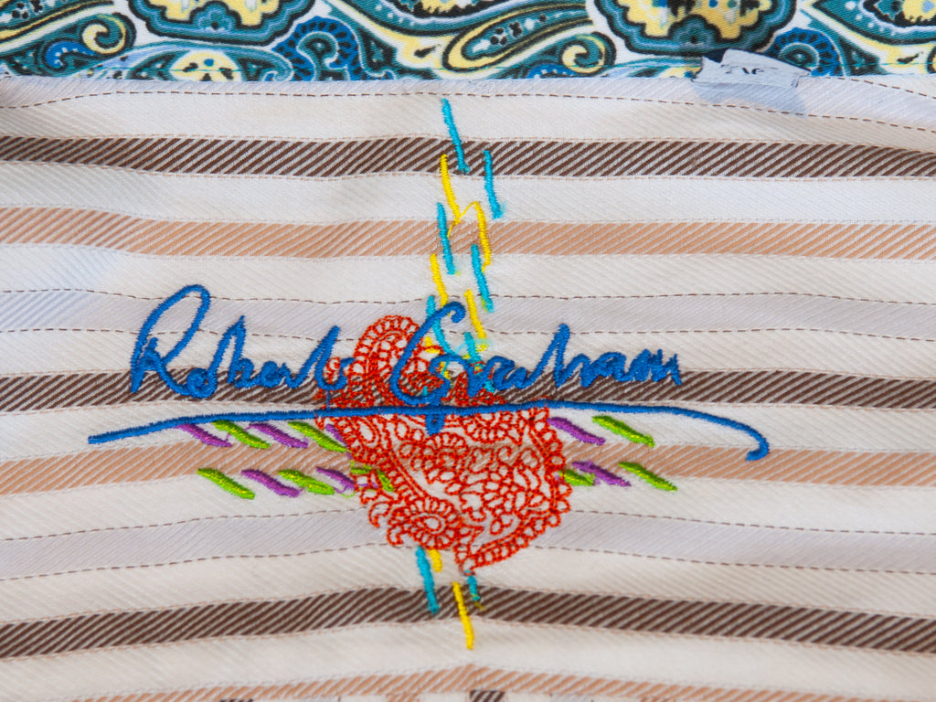 Robert Graham Brown and White Striped Shirt