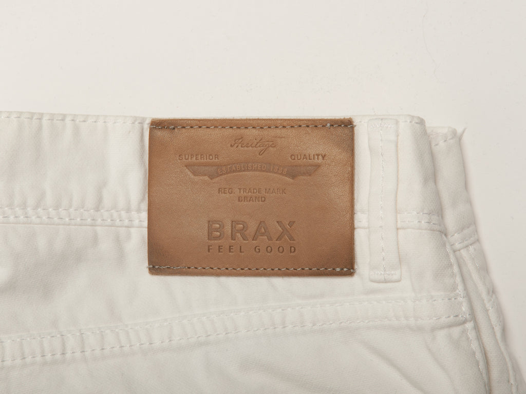 Brax White Cadiz Straight 5-Pocket Pants