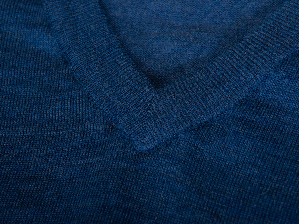 Ibex Blue Merino Blend V-Neck Sweater