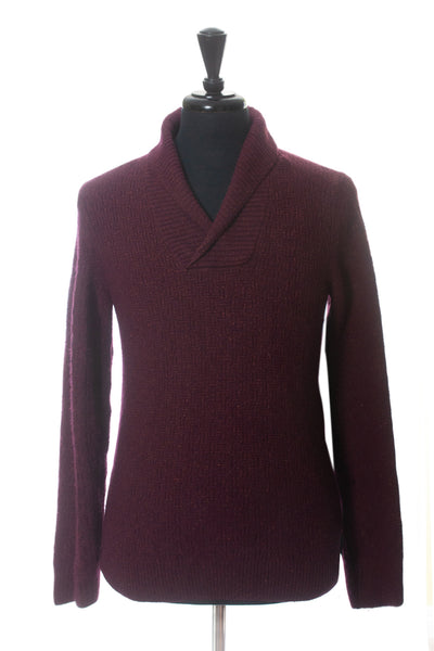 Hugo Boss Raspberry Red Fleck Slim Fit Markos Shawl Collar Sweater