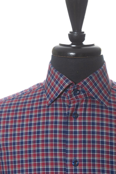 Eton Deep Red Check Contemporary Fit York Shirt