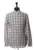 Corneliani ID Brown and Blue Check Linen Shirt