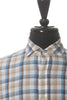 Corneliani ID Brown and Blue Check Linen Shirt