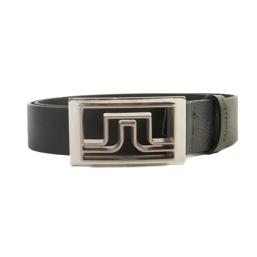 J.Lindeberg Black Cutout Logo Leather Belt