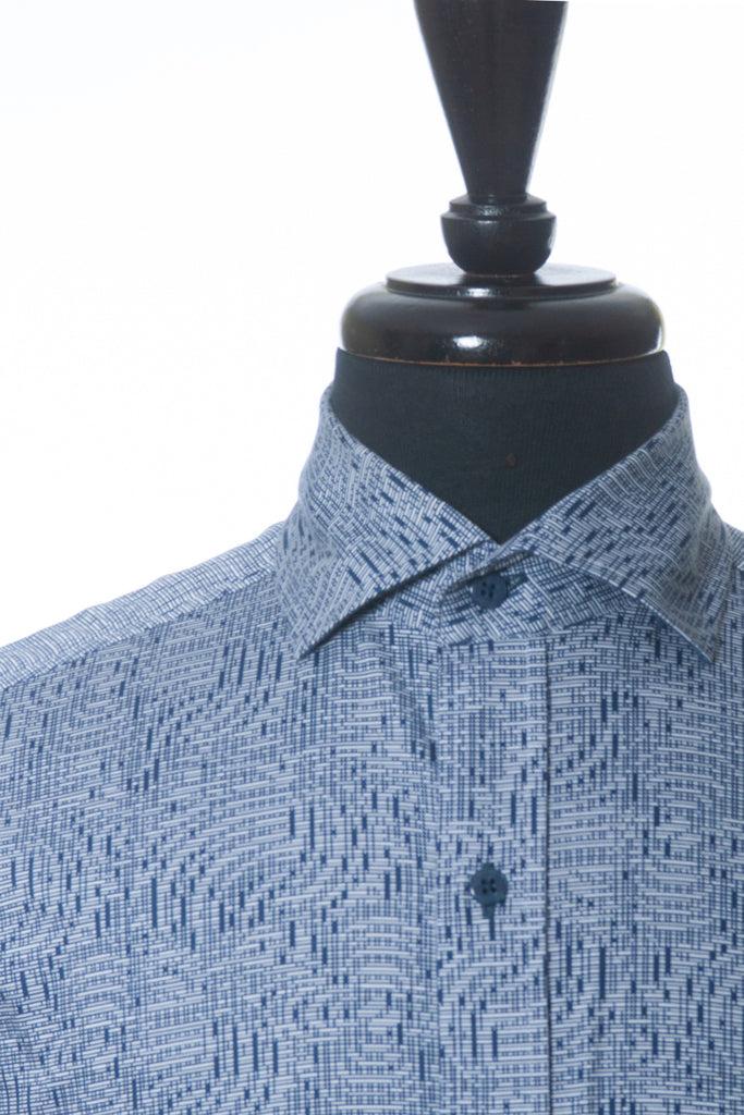 Robert Graham Blue Geometric Print Tailored Fit Shirt