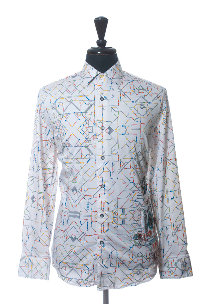 Robert Graham Robot Circuit Print Classic Fit Shirt