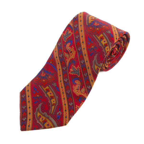 Etro Vintage Red Paisley Striped Tie