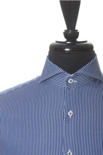 Stenstroms Slate Blue on White Striped Slimline Shirt