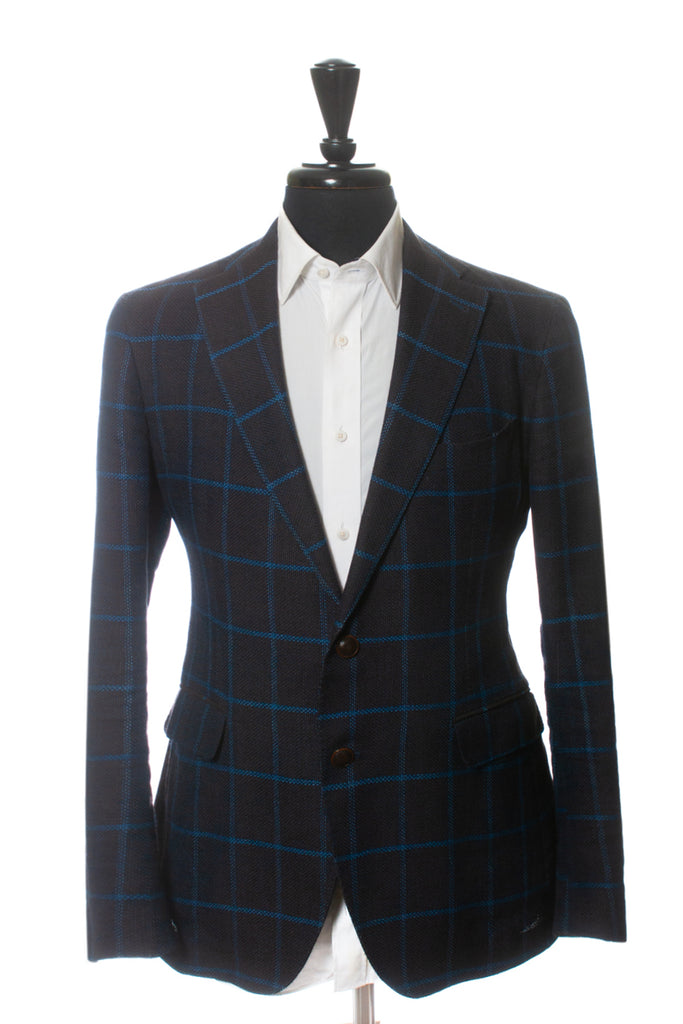 Tagliatore Dark Blue Check Slim Fit Blazer