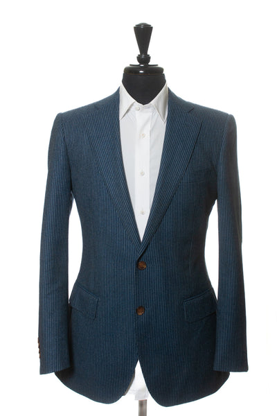 SuitSupply Blue Striped Flannel Suit