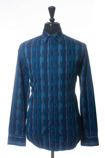 Robert Graham Blue Patterned Stripe Classic Fit Shirt