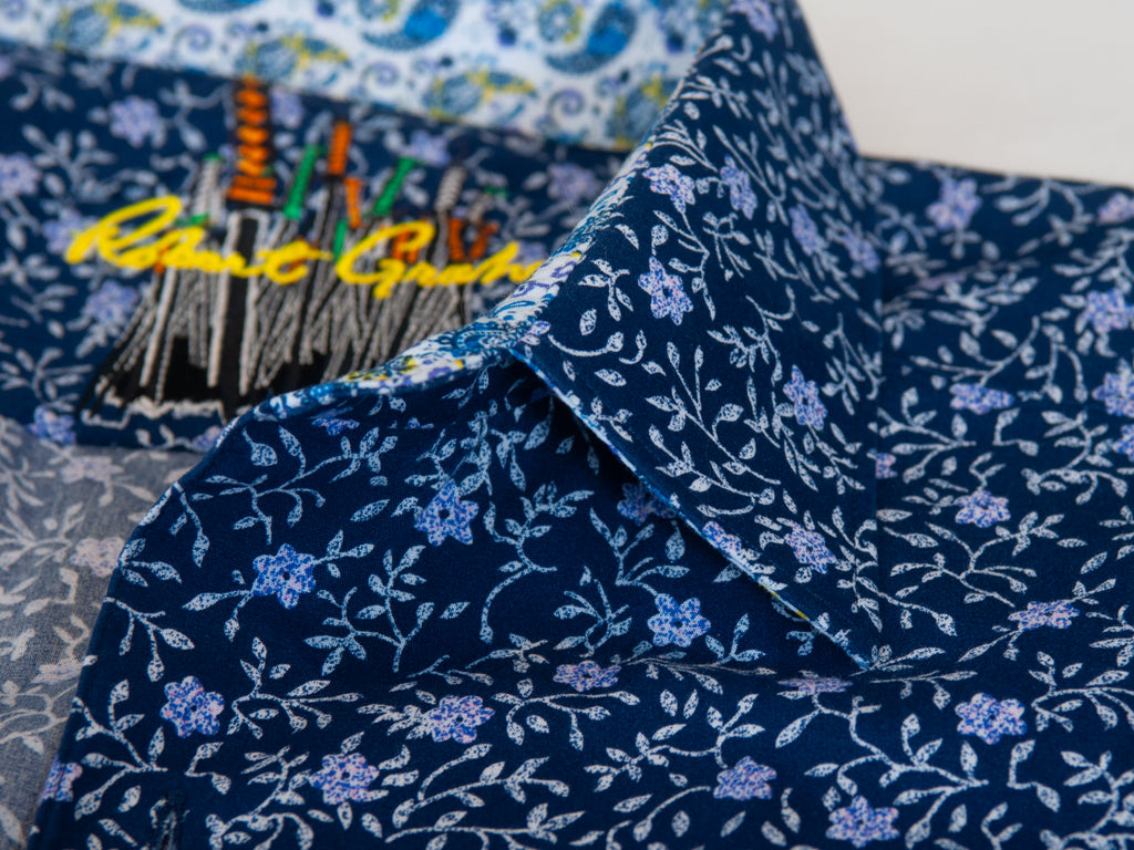 Robert Graham Blue Floral Print Classic Fit Shirt