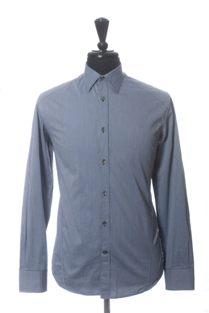 ZZegna Navy on Grey Striped Drop8 Fit Shirt