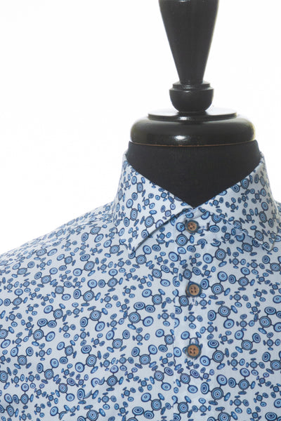 R2 Amsterdam Blue Geometric Print Shirt