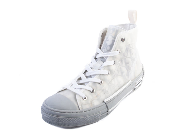 Dior White Oblique Canvas High Top Sneaker