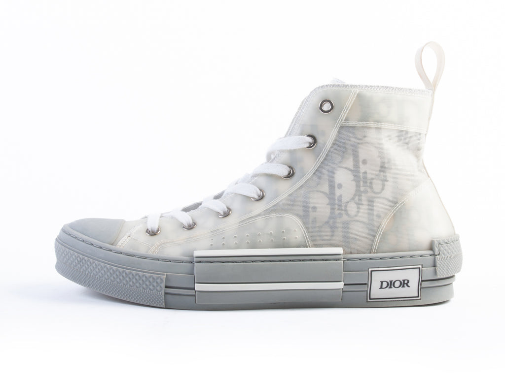 Dior White Oblique Canvas High Top Sneaker