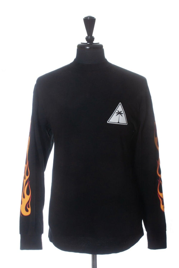 Palm Angels Black Flame Long Sleeve T-Shirt