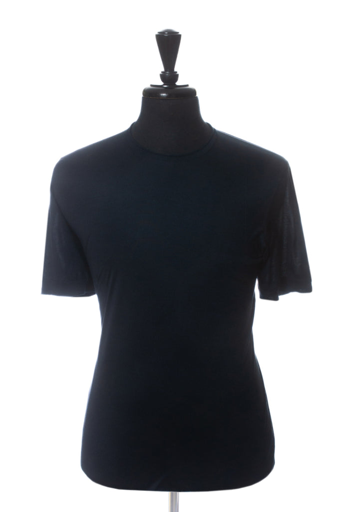 Dolce & Gabbana Navy Blue Silk T-Shirt