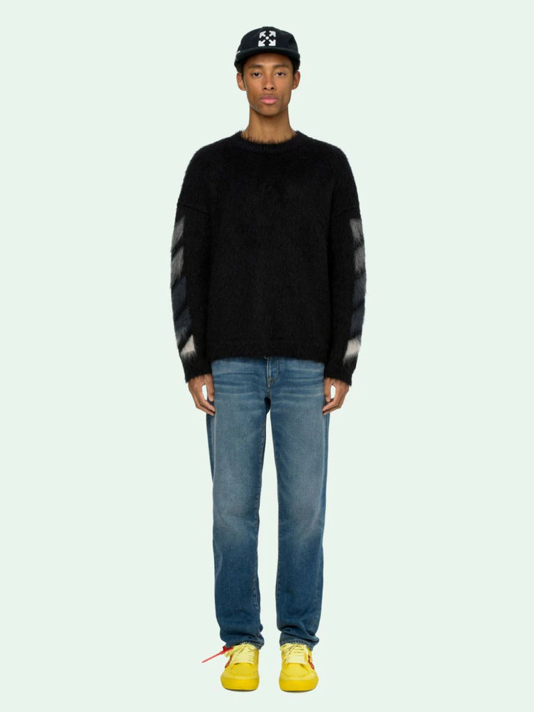 Off-White Black Brushed Mohair Sweater