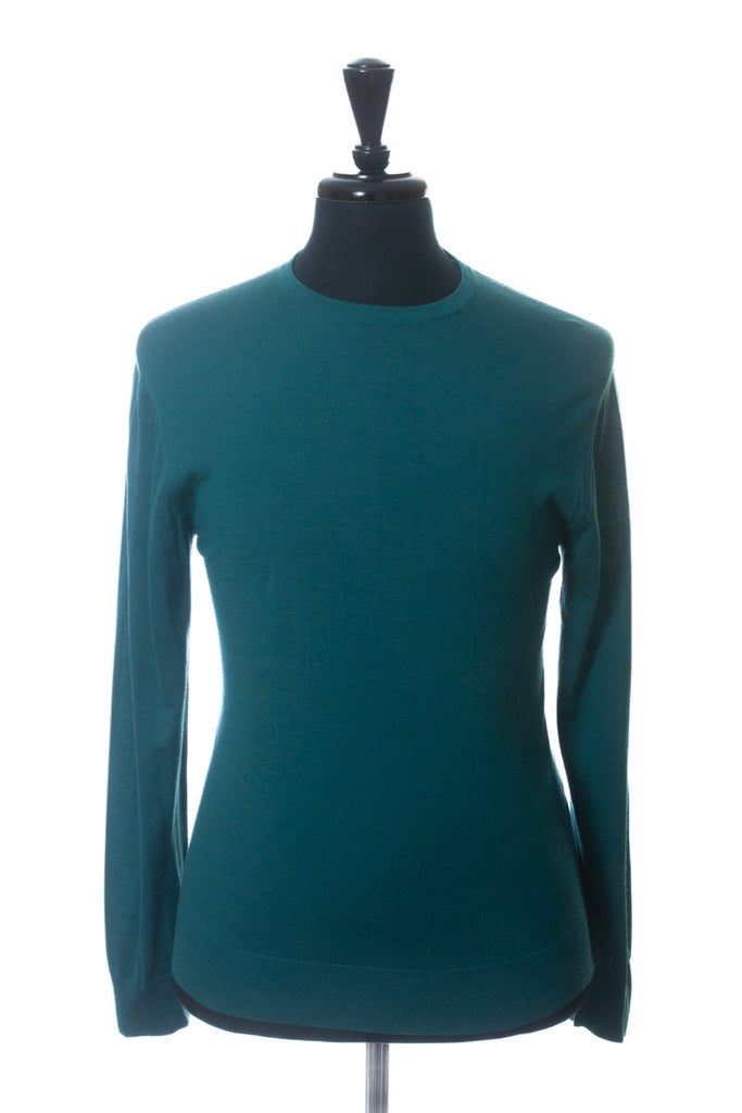 Prada Sea Pine Green Lightweight Wool Crew Neck Sweater