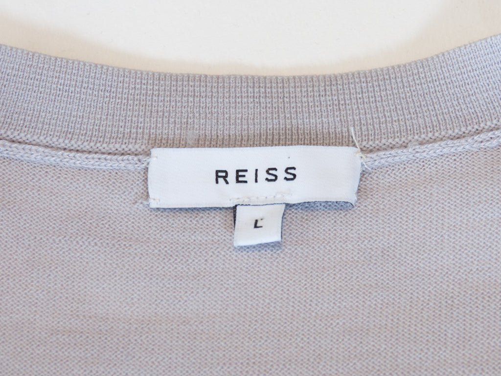 Reiss Grey Wool Earl V-Neck Sweater