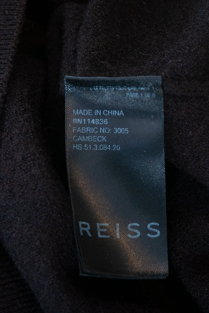 Reiss Brown Boiled Wool Cambeck Crewneck Sweater