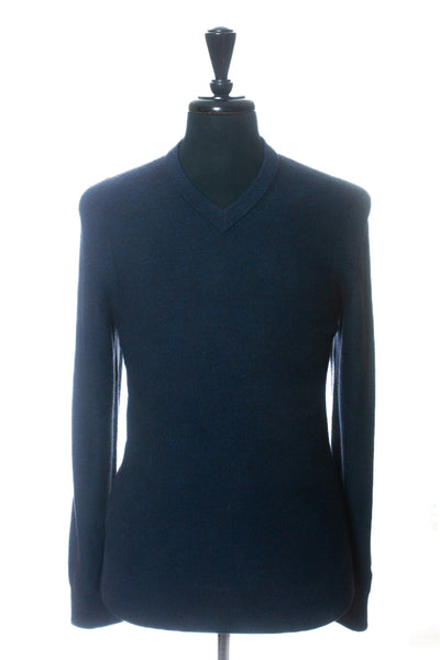 Theory Blue Piccard Cashwool V-Neck Sweater