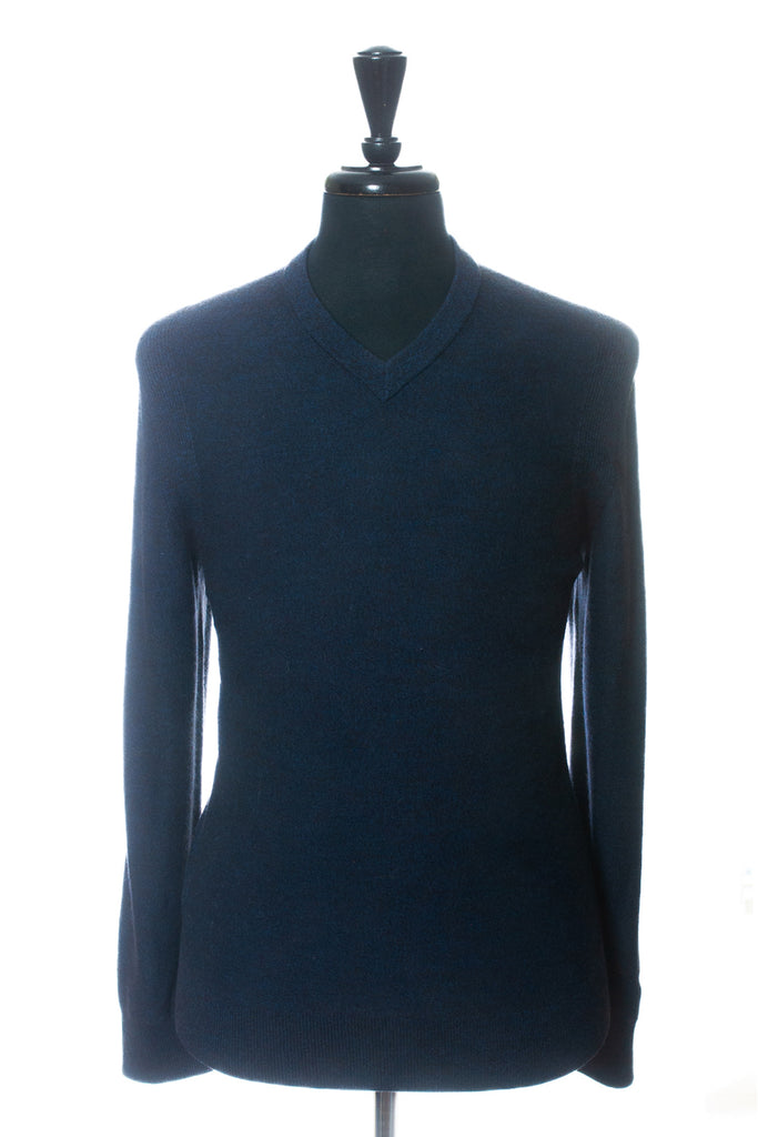 Theory Blue Piccard Cashwool V-Neck Sweater