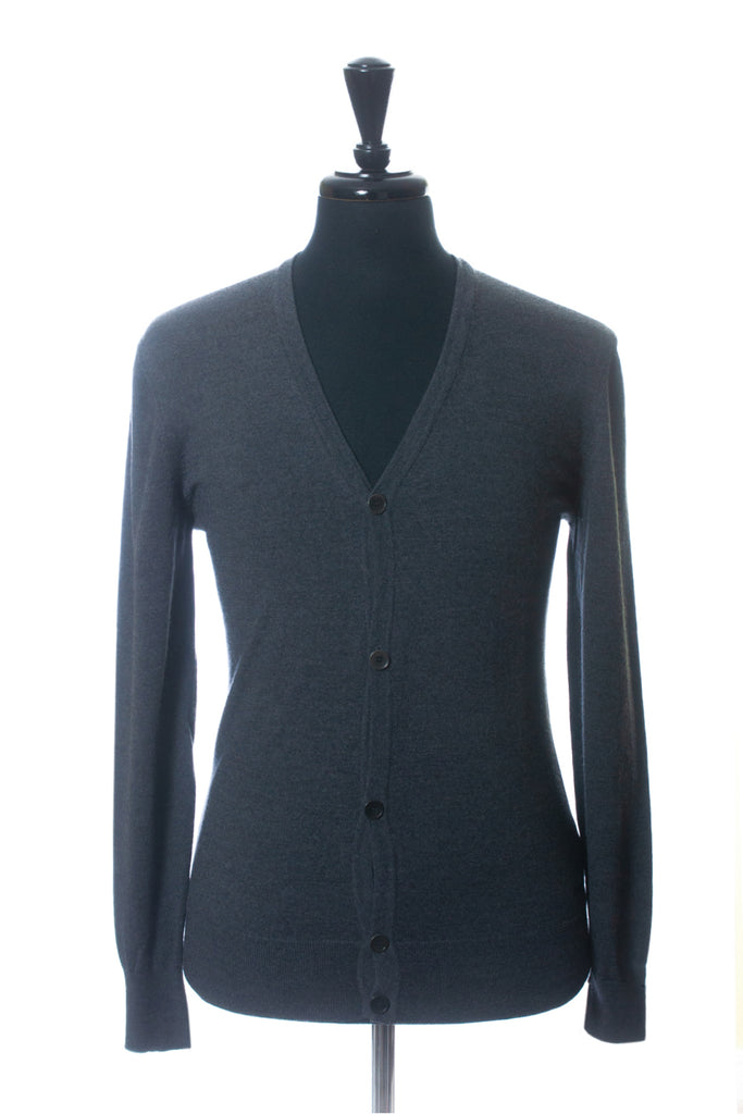 Hugo Boss Grey Wool Sidario Cardigan Sweater