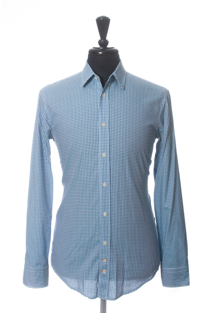 Hugo boss blue check shirt hotsell