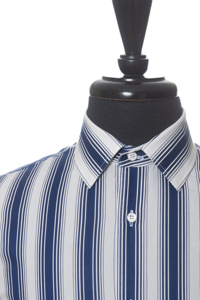 Gucci Navy Blue Bar Code Striped Shirt