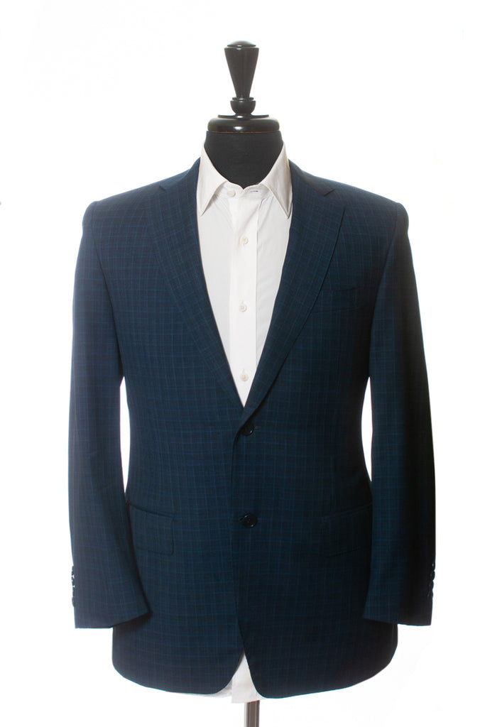 Canali Dark Blue Check Wool Blazer