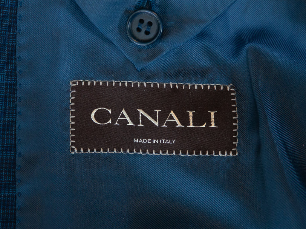 Canali Dark Blue Check Wool Blazer