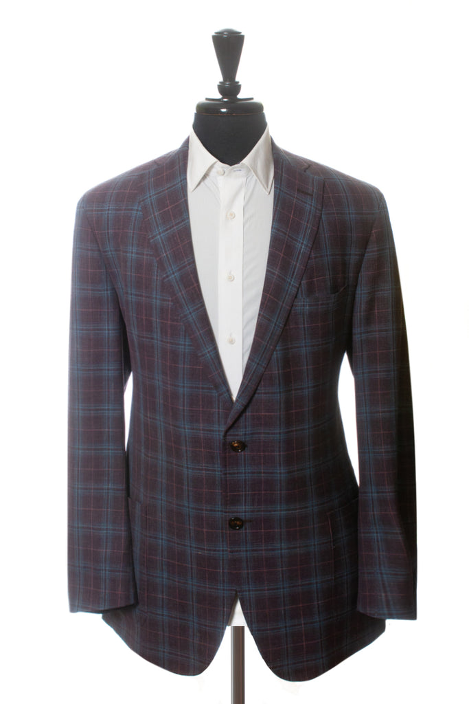 Coppley Purple Check Loro Piana Summertime Silk Linen Grant Blazer