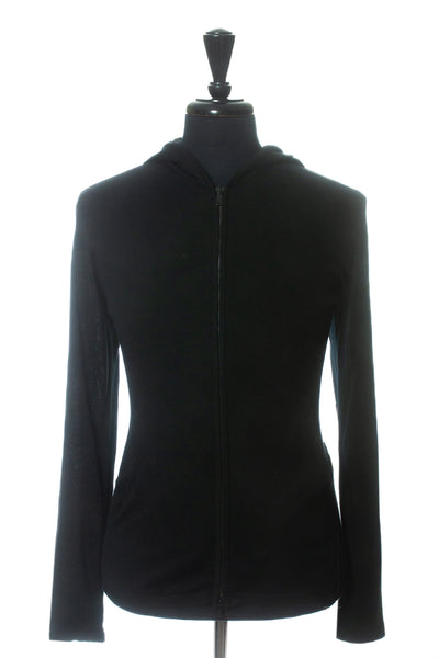 John Varvatos Black Silk Cotton Full-Zip Hoodie