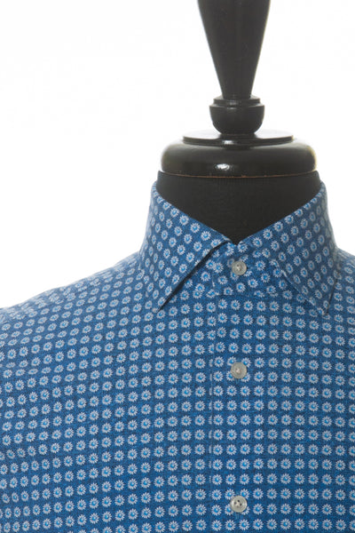 Emanuel Berg Blue Floral Print Modern Fit Shirt