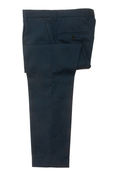 Hugo Boss Dark Blue Check Pleated Ole1 Pants