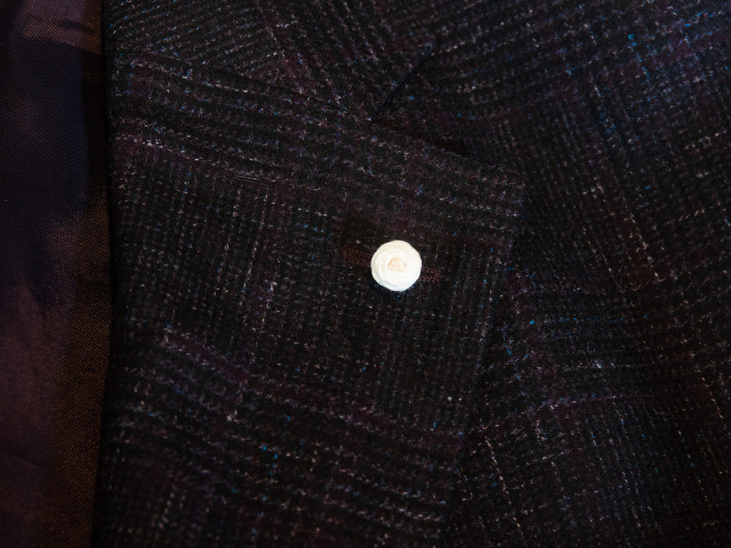 Luigi Bianchi Sartoria Merlot Check Wool Linen Blazer