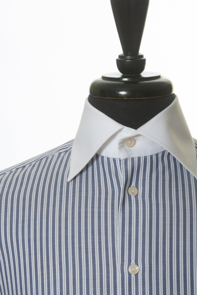 Eton Blue Striped Contrast Collar Contemporary Fit Pinpoint Shirt