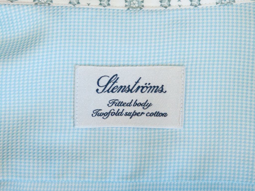 Stenstroms Blue Puppytooth Check Fitted Body Shirt