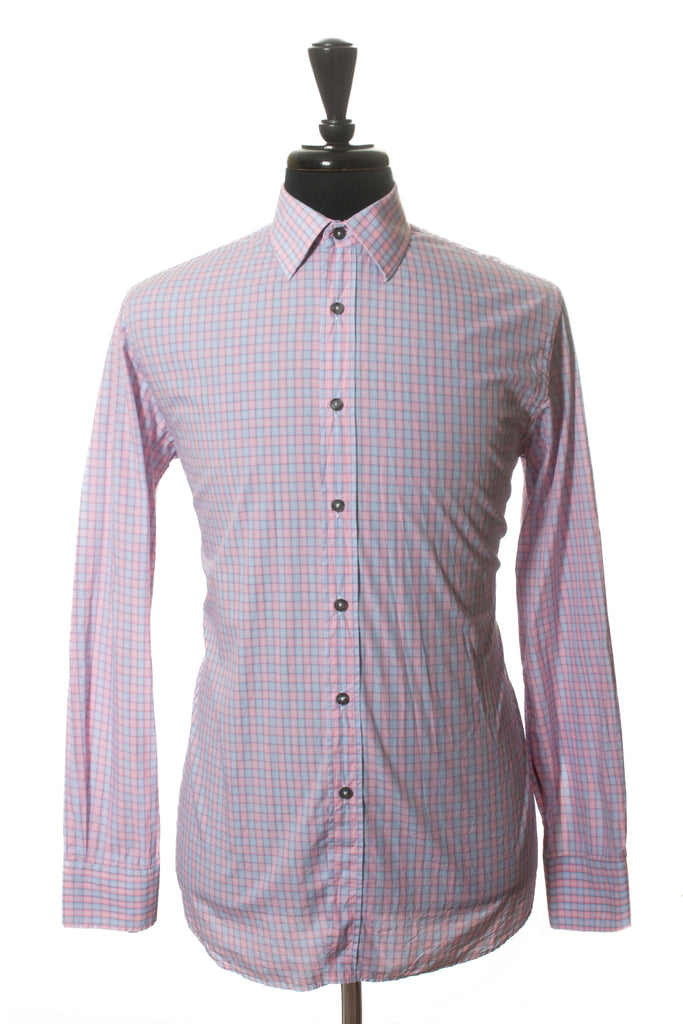 Paul Smith Blue and Pink Check Classic Fit Shirt