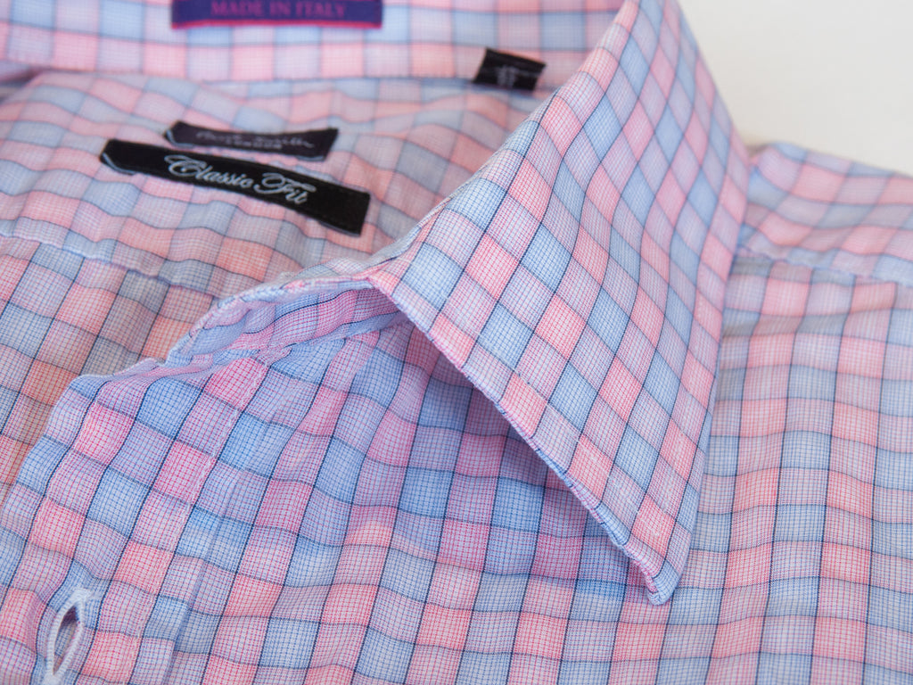 Paul Smith Blue and Pink Check Classic Fit Shirt