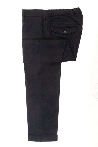 Eleventy Navy Blue Stretch Wool Cashmere Pleated Trousers